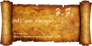 Höger Ferenc névjegykártya